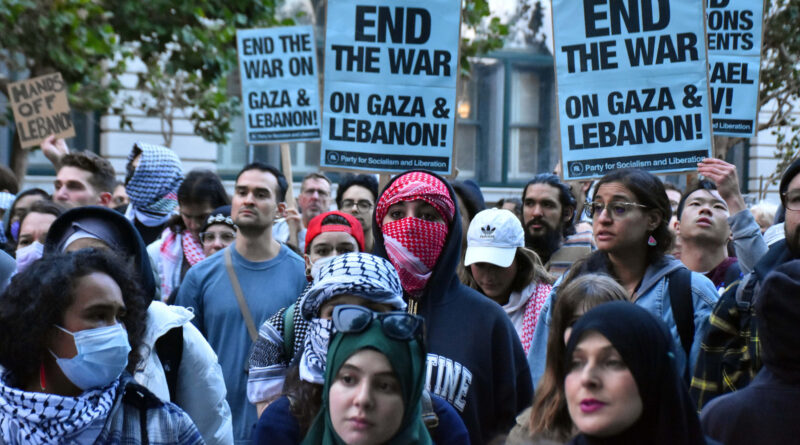 Manifestación en San Francisco, EEUU, por el cese del genocidio israelí contra Palestina y Líbano.